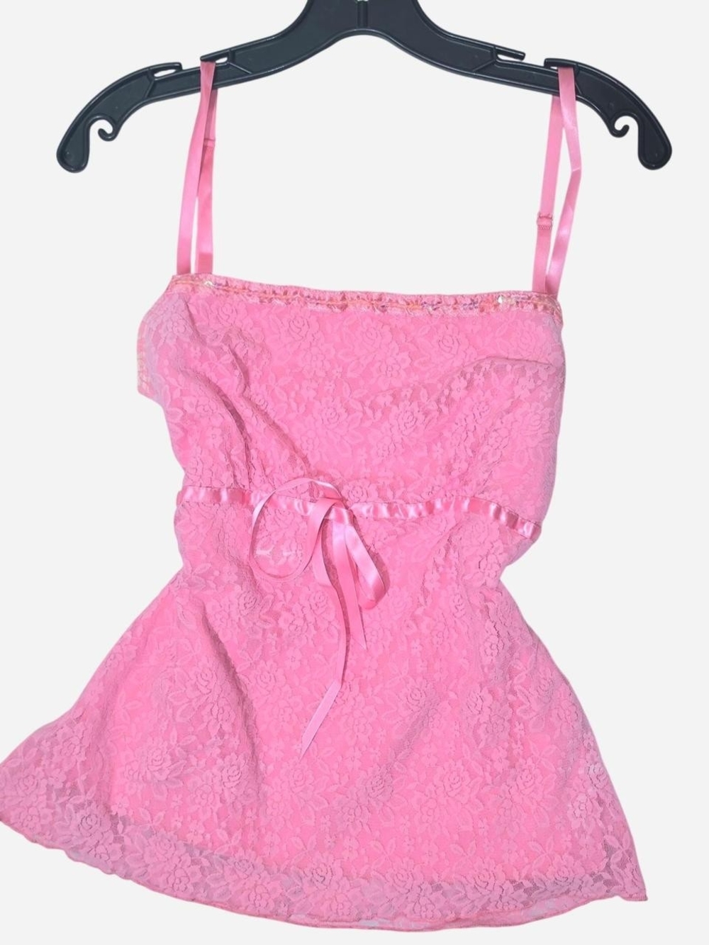 Y2K Pink Lace Camisole with Satin Tie